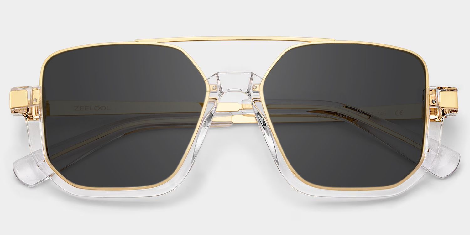 Oromiya Gold Clear Geometric Sunglasses to Frame Your Face | ZEELOOL CA1