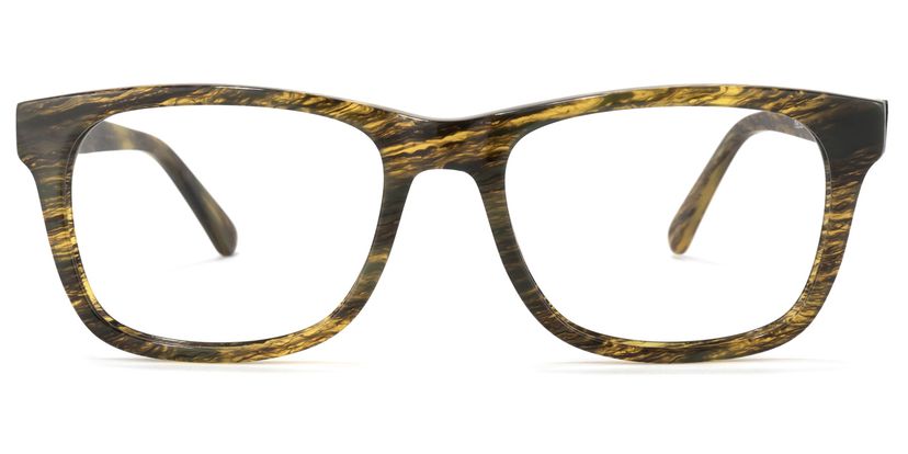 Wyatt Rectangle Yellow-Wood Glasses