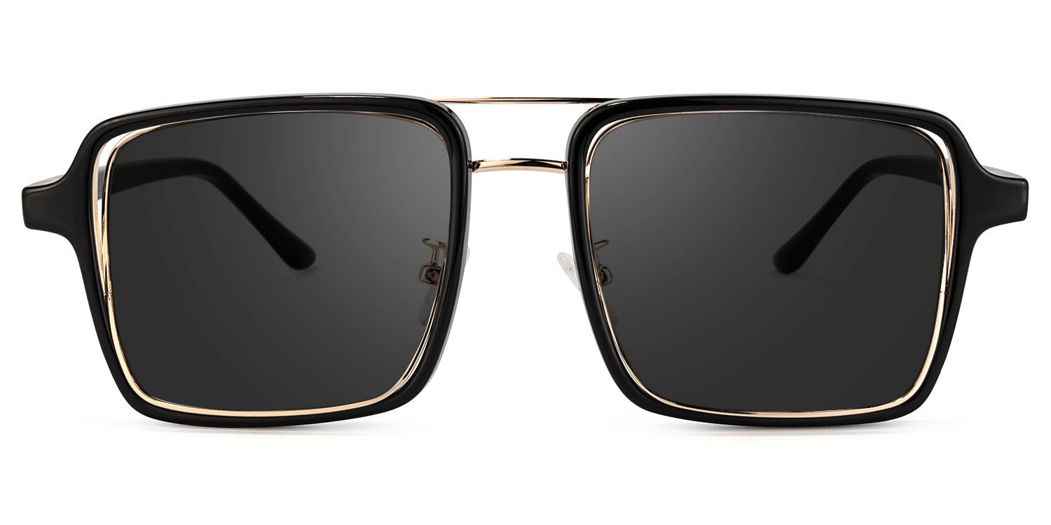 Nellie Black-Gold Aviator Sunglasses to Frame Your Face | ZEELOOL CA0