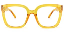 Ebony Square Earthy-Yellow Glasses0