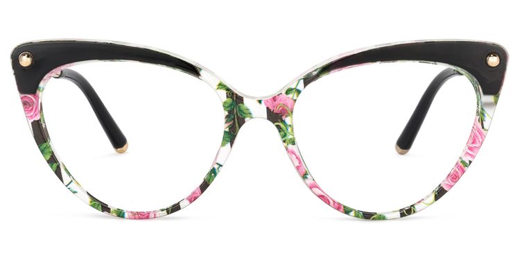 Alivia Cat Eye Pink-Green-Floral Glasses