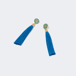Pretty Lotus Flower Tassel Light-Blue Earrings0