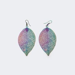 Stylish Leaf Shape Purple-Blue Earrings1