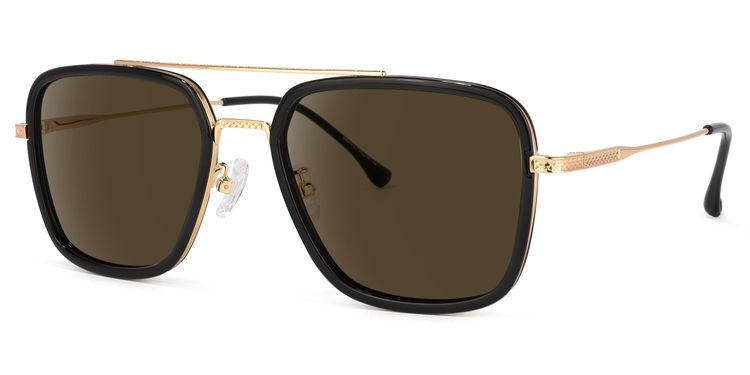 Nayeli Aviator Black-Gold Sunglasses