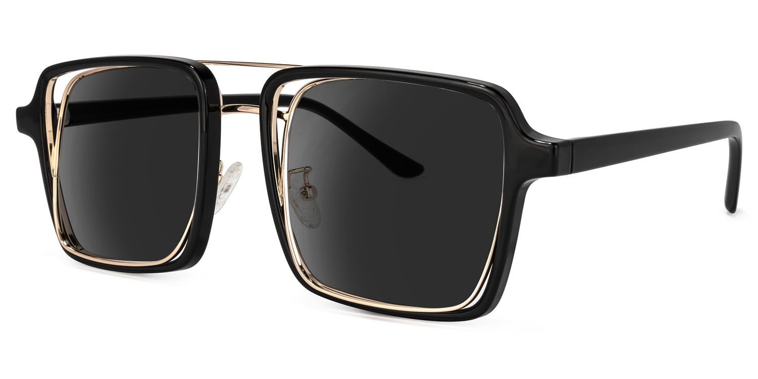 Nellie Black-Gold Aviator Sunglasses to Frame Your Face | ZEELOOL CA2