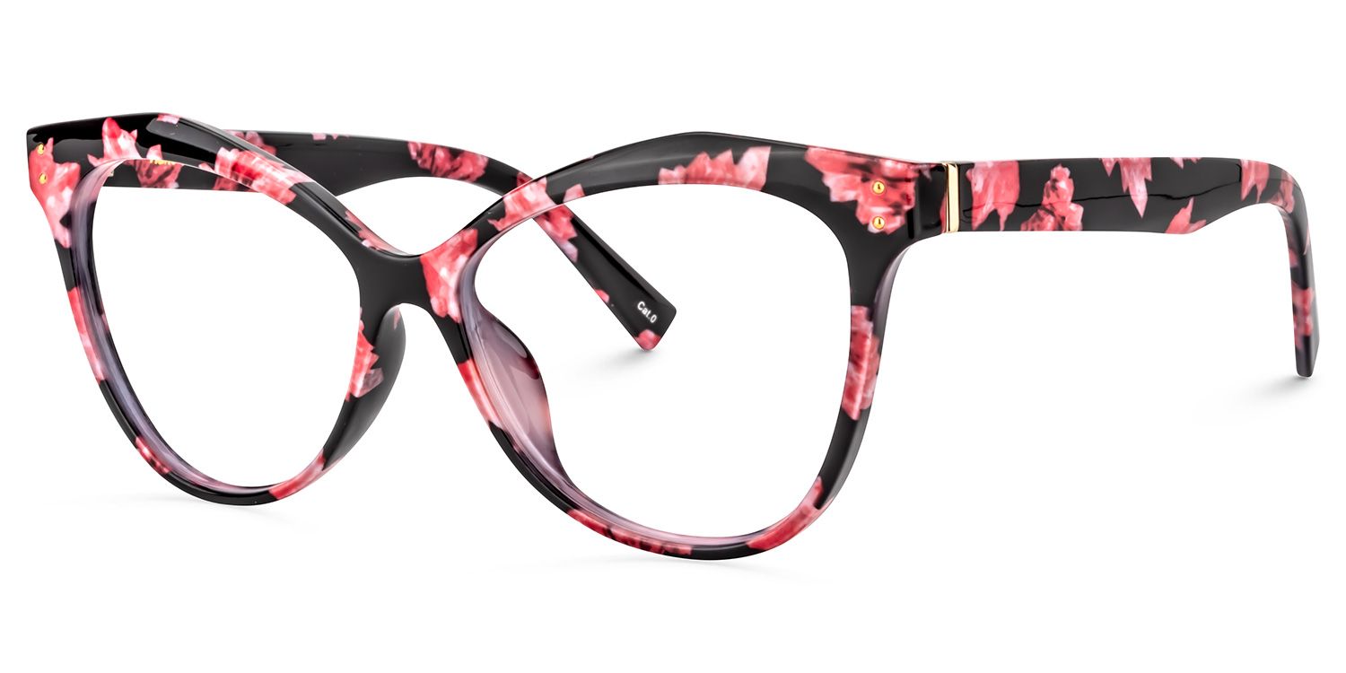 Cateye Pink Floral Glasses | Zeelool Glasses1