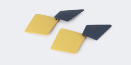 Stylish Geometric Diamond Shaped Blue-Yellow Earrings0