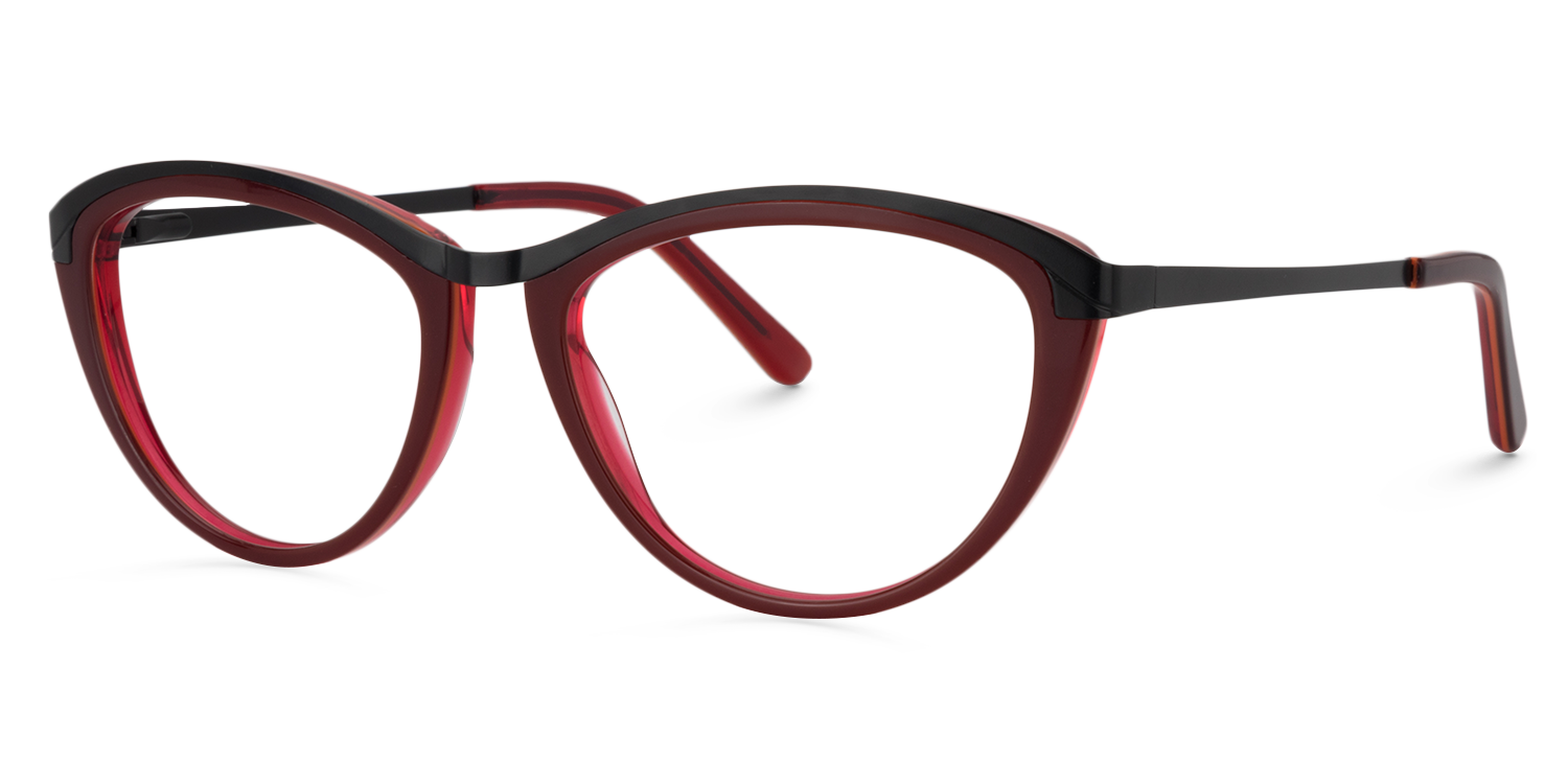 Cat Eye Dark Red Glasses | Zeelool Glasses2