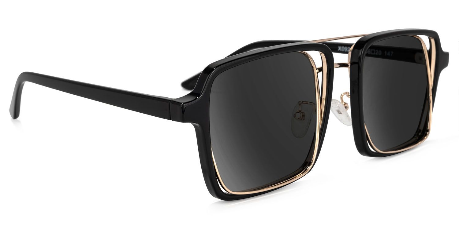 Nellie Black-Gold Aviator Sunglasses to Frame Your Face | ZEELOOL CA1