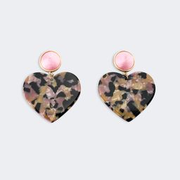 Vintage Heart Shape Black-Pink Floral Earrings2