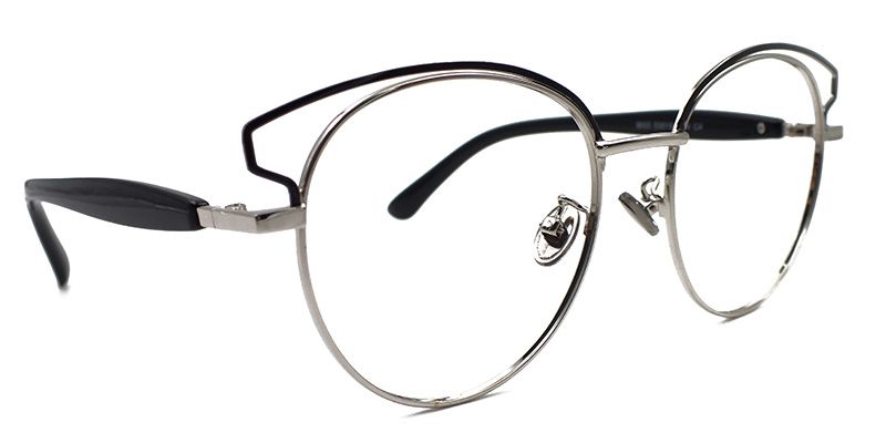 Cateye Black/Silver Glasses | Zeelool Glasses2