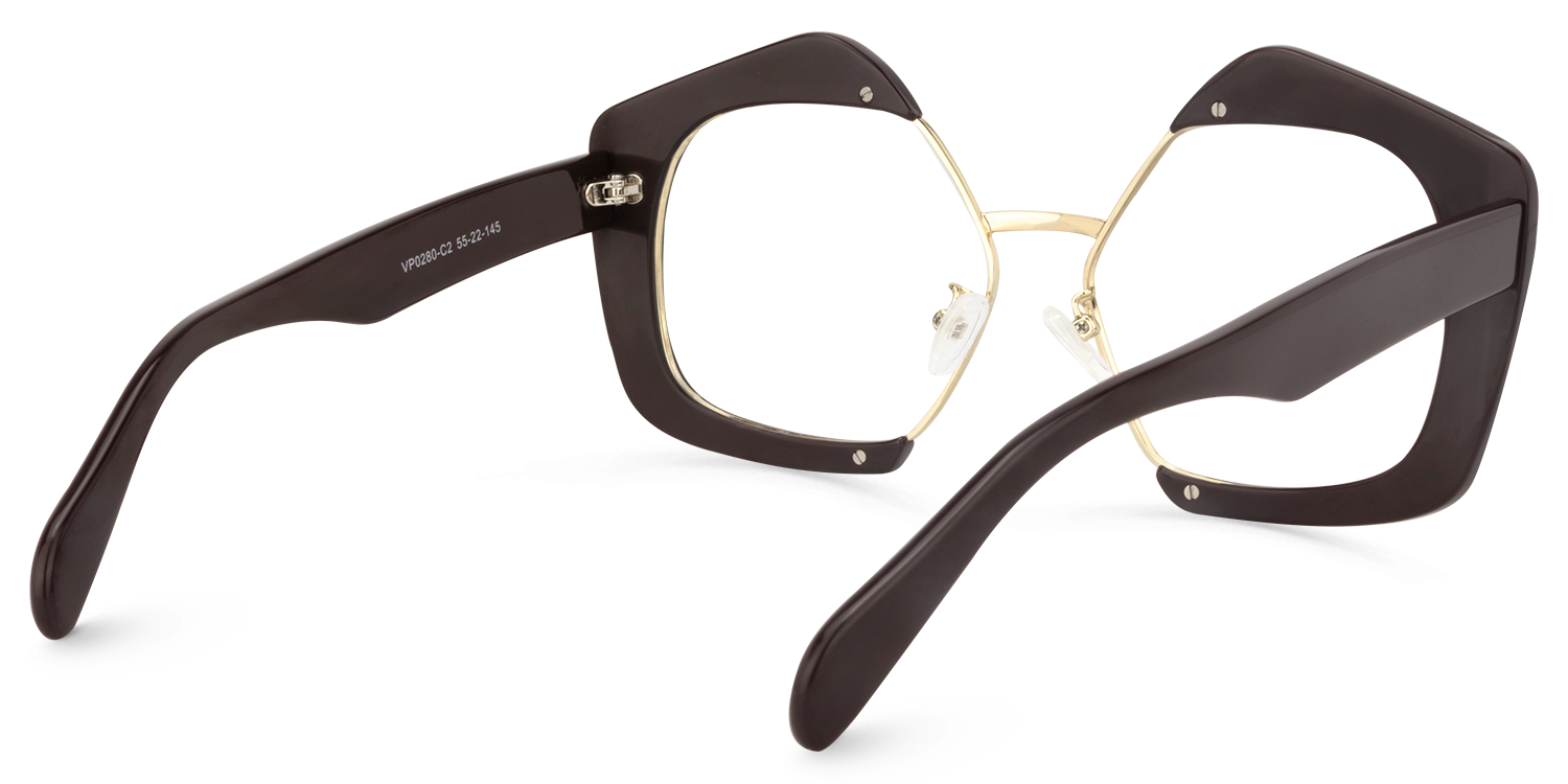 Geometric Brown Glasses | Zeelool Eyeglass Frames4