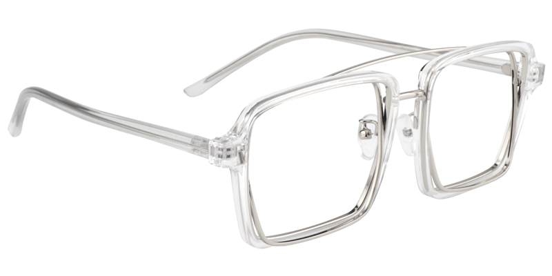 Aviator Clear-Silver Glasses | Zeelool Eyewear3