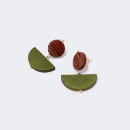 Stylish Semicircle Wood Earrings 0