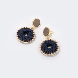 Stylish Weave Dark-Blue Earrings0