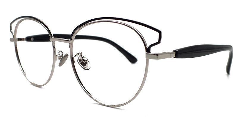 Cateye Black/Silver Glasses | Zeelool Glasses3