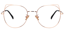 Ruth Cat Ear Round Gold Glasses0