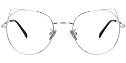 Ruth Cat Ear Round Silver Glasses0