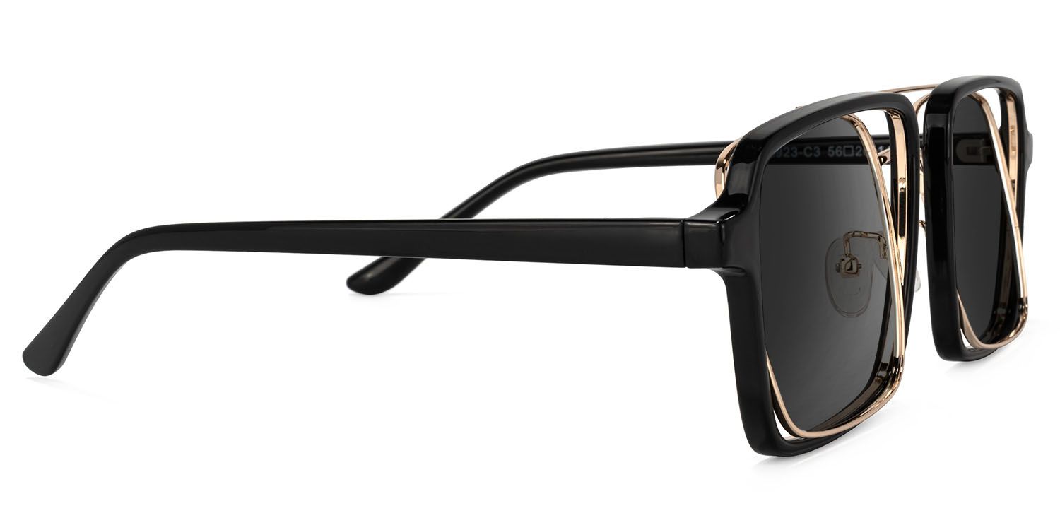 Nellie Black-Gold Aviator Sunglasses to Frame Your Face | ZEELOOL CA3