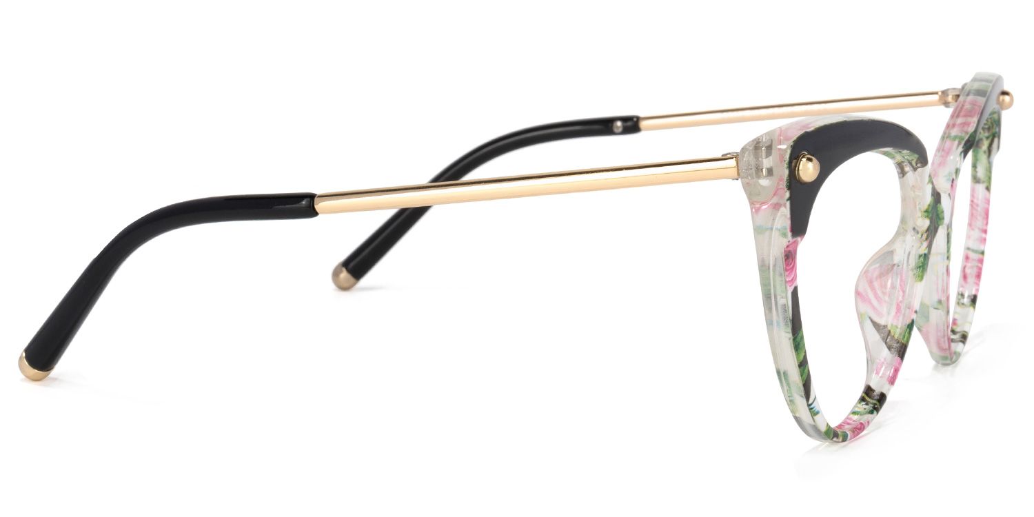 Cat Eye Pink-Floral Glasses | Zeelool Eyeglasses5