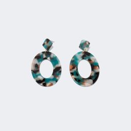 Stylish Oval Peacock-Green Floral Earrings 1