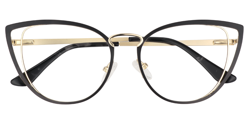 Cateye Black&Gold Glassess | Zeelool Eyeglass Frames0