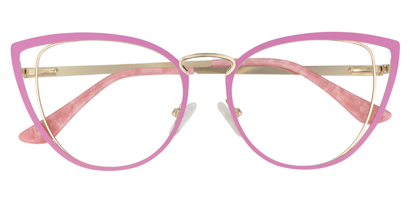 Cateye Pink&Gold Glassess | Zeelool Eyeglass Frames1
