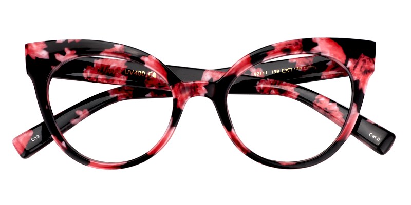 Cateye Red Floral Glasses | Zeelool Optical1