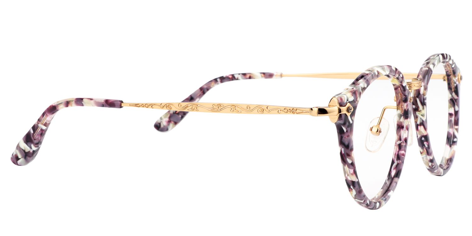 Round Purple Floral Glasses | Zeelool Glasses4
