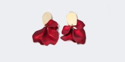 Stylish Exaggerated Rose Petal Red-Gold Earrings2