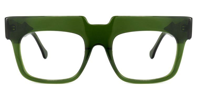 Travis Square Dark-Green Glasses