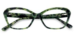 Carlotta Rectangle Green Floral Glasses1