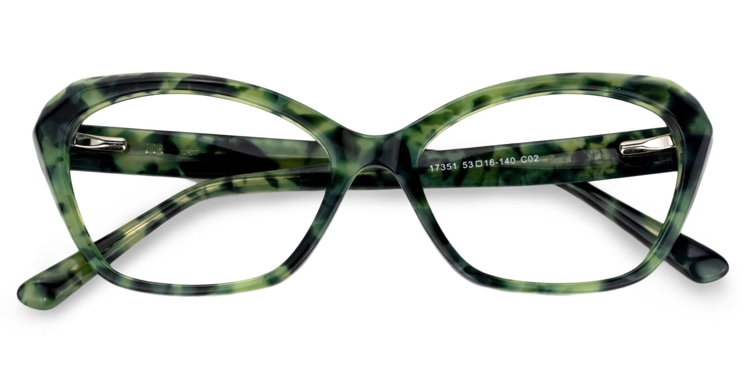 Rectangle Green Floral Glasses | Zeelool Glasses1