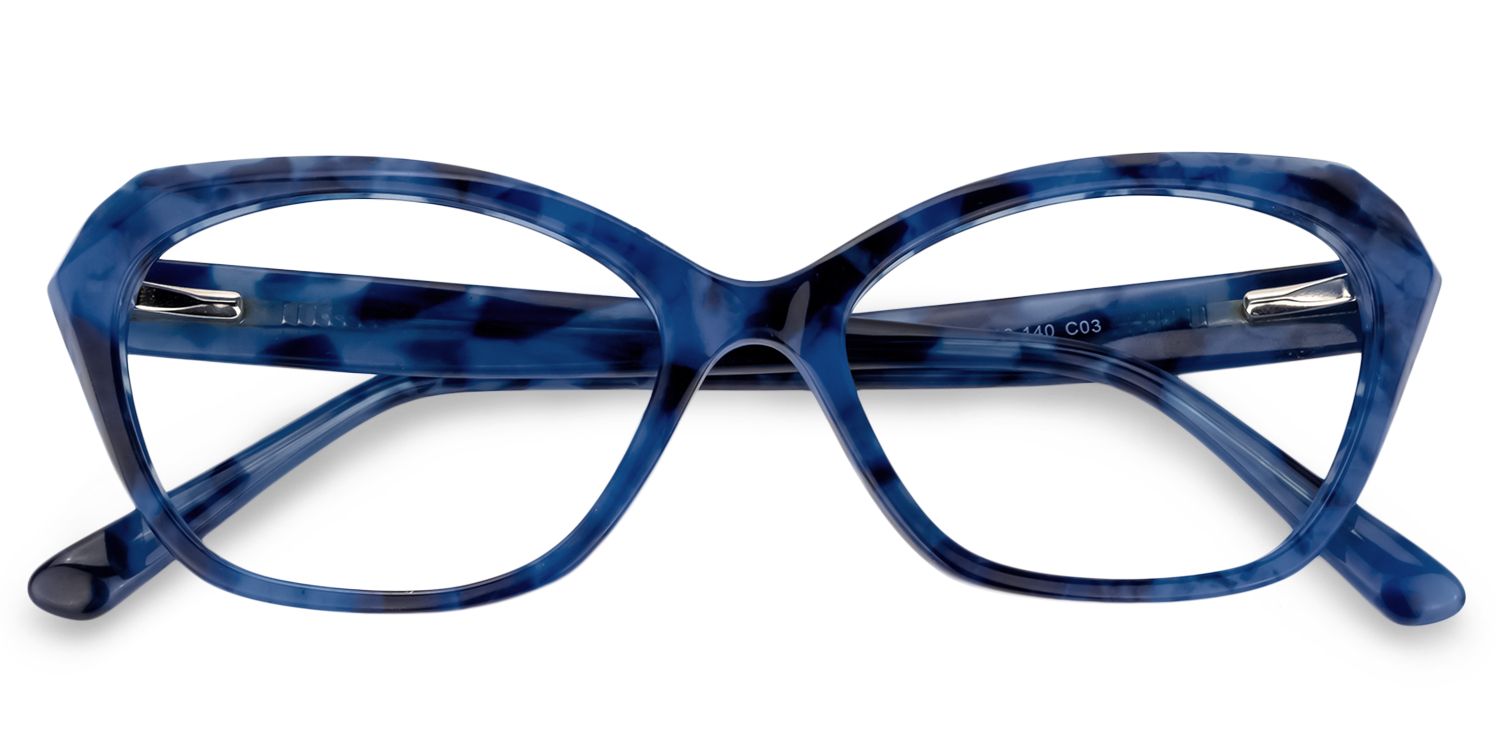 Rectangle Blue Floral Glasses | Zeelool Glasses1