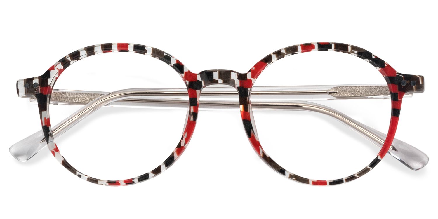 Round Black/Red Glasses | Zeelool Glasses1