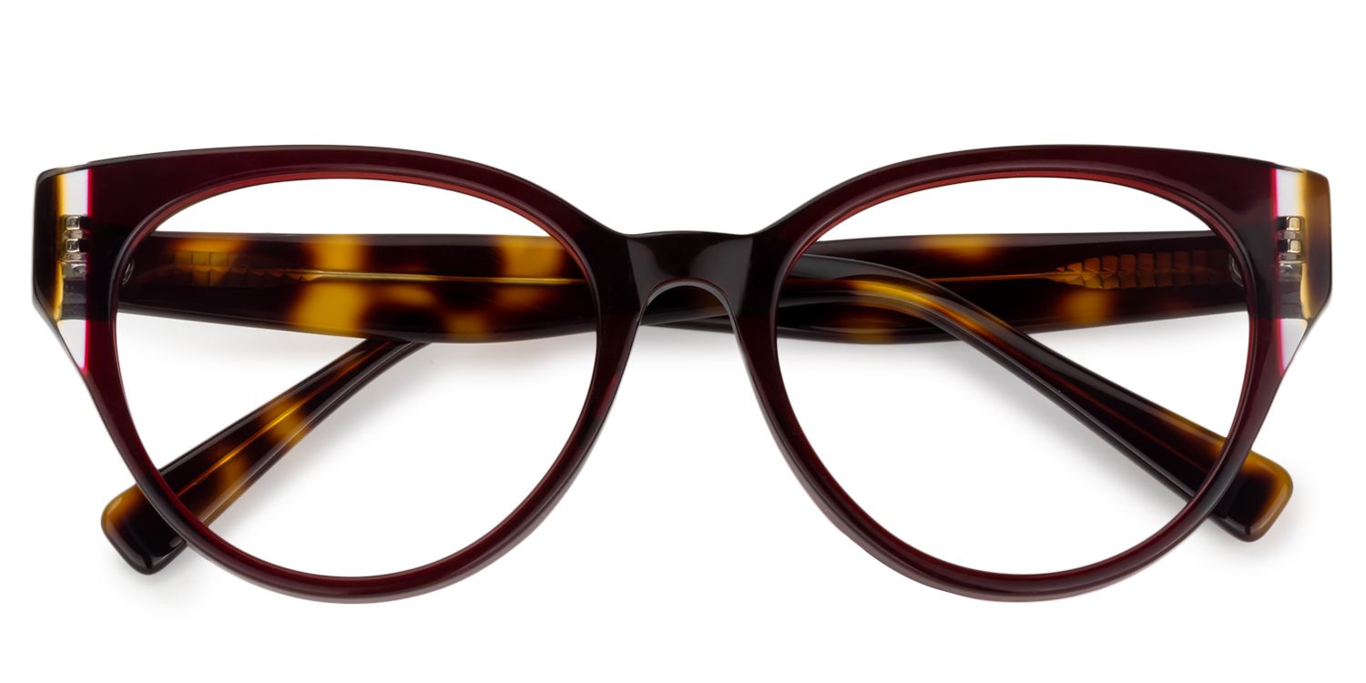Oval Dark Red Glasses | Zeelool Glasses1