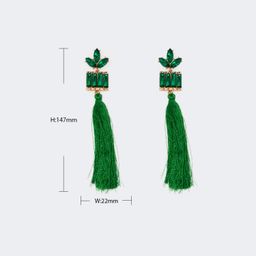 Stylish Long Tassels Green Earrings2