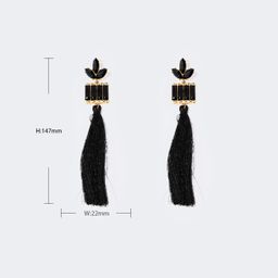 Stylish Long Tassels Black Earrings2
