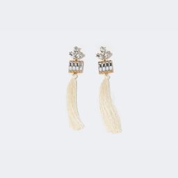 Stylish Long Tassels White Earrings1