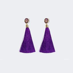 Pretty Lotus Flower Tassel Purple Earrings1