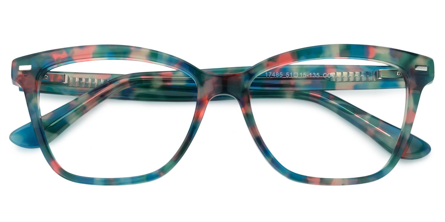 Square Green Floral Glasses | Zeelool Glasses1