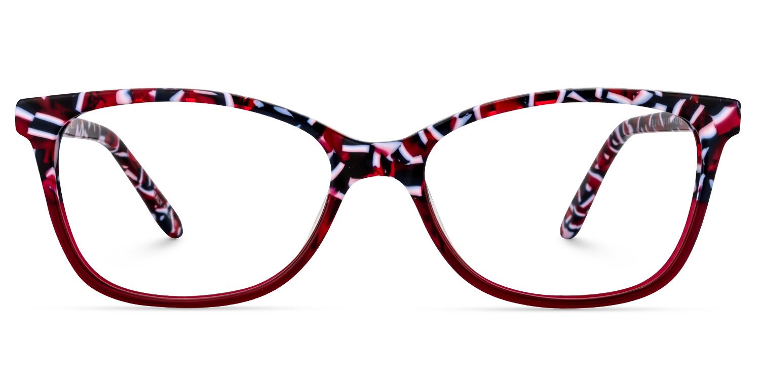 Rectangle Dark Red Glasses | Zeelool Glasses0