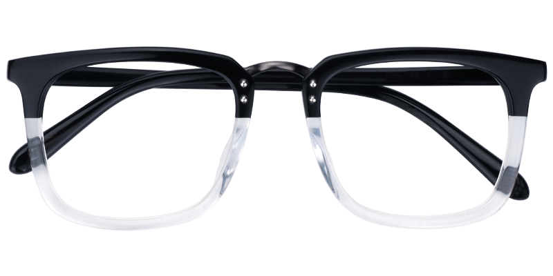 Rectangle Black-Clear Glasses | Zeelool Prescription Glasses1