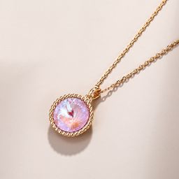 Beautiful Elegant Pink Pendant Rose-Gold Necklace2
