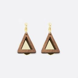 Vintage Triangle Wood Earrings 1