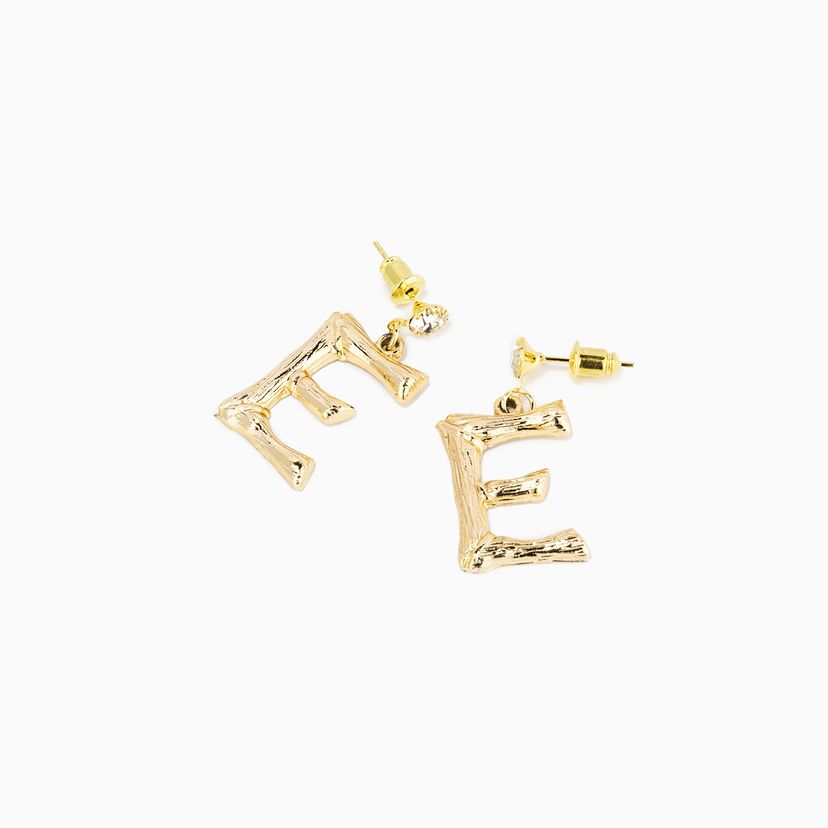 Stylish Letter E Gold Earrings