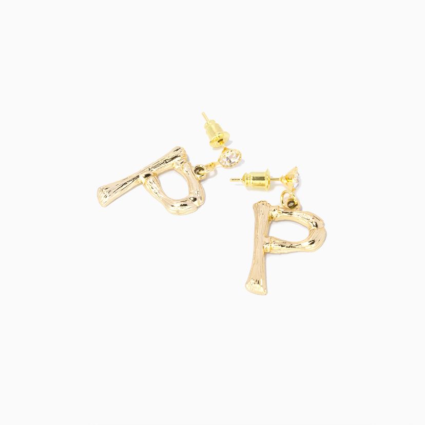 Stylish Latter P Gold Earrings