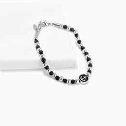 Vintage Beaded Black-Silver Bracelet0