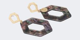 Vintage Hexagon Shaped Purple Stripe Earrings0