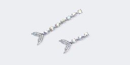 Stylish Asymmetrical Colored Diamond Fishtail Earrings0